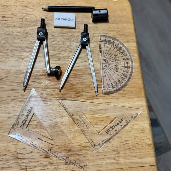 Merangue Geometry Drafting Tool Kit – 9pc Math Set w/ Compass, Rulers & Case - Picture 9 of 13